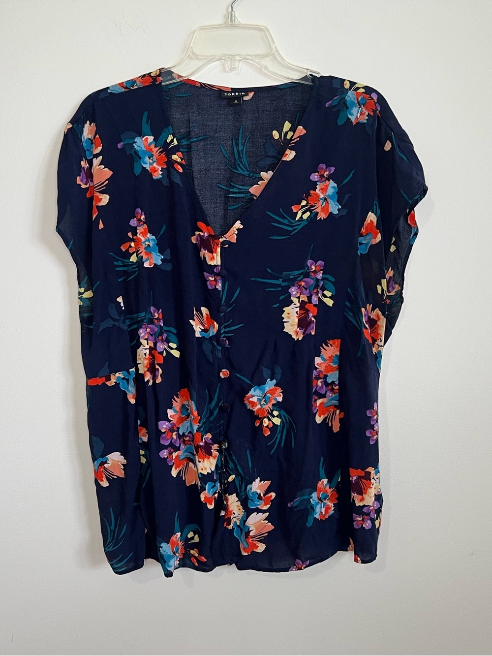 torrid Navy Floral V-Neck Blouse
